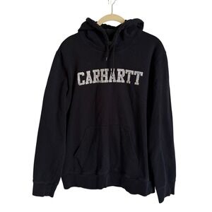 Carhartt WIP Mens Hooded College Sweatshirt Black Logo Hoodie Work‎ In progress